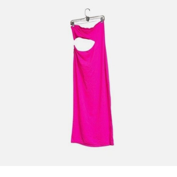 NWT SKIMS FITS EVERYBODY CUTOUT LONG DRESS IN LIMITED EDITION NEON PINK 4X - Picture 9 of 11